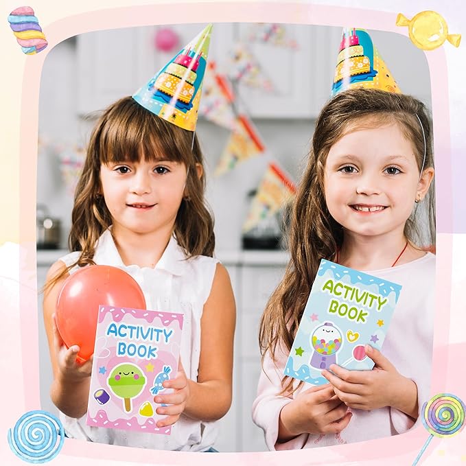 Candy Activity Books for Kids - 48Pcs Coloring Sweets Book Set Bulk Candy Search Mazes Word Scramble Games Mini Books for Birthday Candy Land Party Goodie Bags Stuffers School Classroom Favors