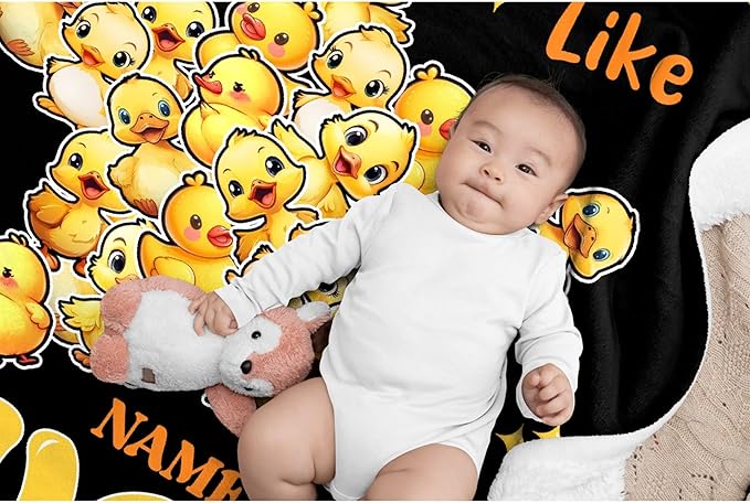 Costom Name Just Really Like Ducks Adult duck Blanket Kids Funny Blanket Suitable for Bedroom bed sofa Crib Couch Chair outdoor All Season Items That Yellow Duck Lovers Will Love 50"x40"for Kid