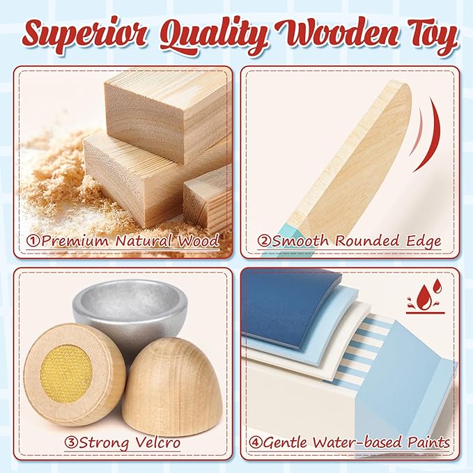 Lehoo Castle Play Food Sets for Kids Kitchen, Wooden Toys Play Kitchen Accessories, Fake Food Pretend Play for Toddlers 3-5, Realistic Food Playset Cutting Fruit Bread Egg Bag, 3 Year Old Girl Gift