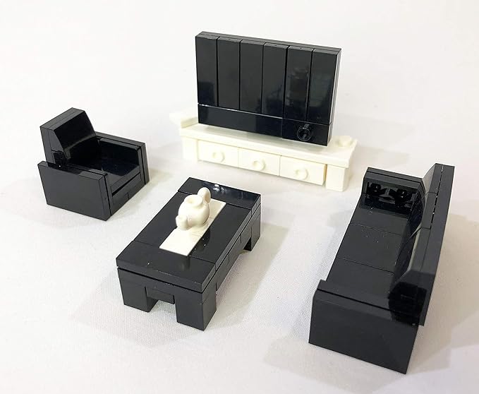 Brick Loot Toy Building Blocks Furniture Minifigure City Set Kit, For Adults & Kids Age 6+, 100% Compatible with Lego & Major Brands, Includes Bookcase, TV, Bed, Couch, Chair, Coffee Table, 236 Pieces