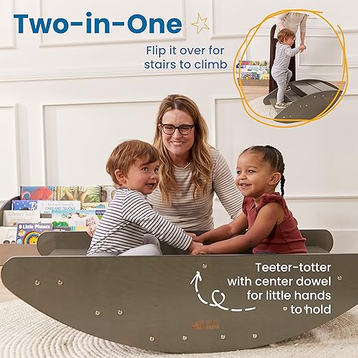 ECR4Kids Rocking Boat and Steps, Play Center, Grey Wash