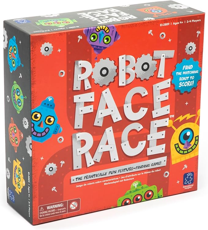 Educational Insights Robot Face Race, Fast Paced Color Recognition Matching Game, for 2-4 Players, Award-Winning Fun Family Board Game for Kids Ages 4+
