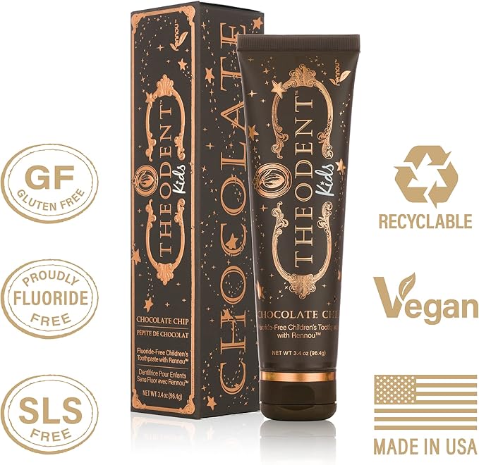 Fluoride-Free, Natural, Kids Toothpaste, Chocolate Chip Flavored (3.4 Ounces, 96.4 Grams)