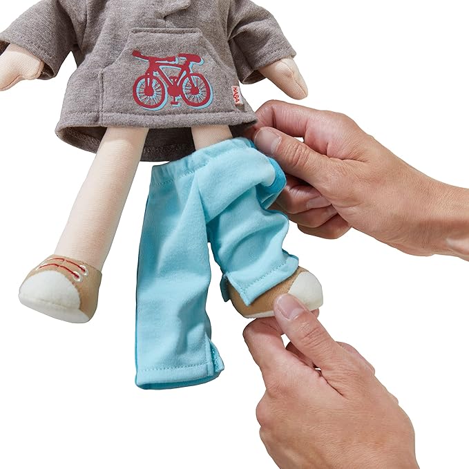 HABA Lian 12" Soft Boy Doll with Brown Hair, Blue Eyes and Embroidered Face (Machine Washable)