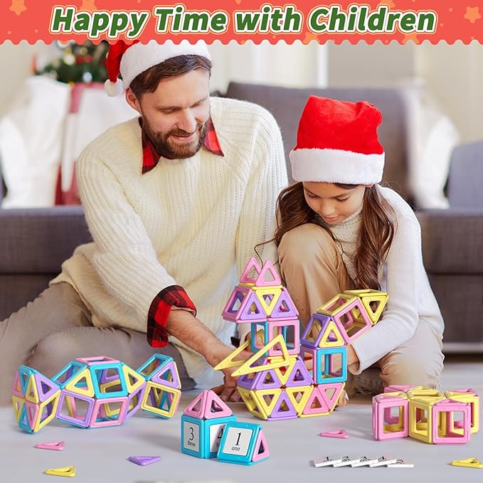 Rurvale Toddler Girl Toys, Magnetic Tiles Basic Set, Birthday Gifts Ideas for Girls Age 3-5, Magnetic Building Blocks, Magnet STEM Montessori Toddler Kids Toys Gifts for 3 4 5 6 7 Year Old Girls
