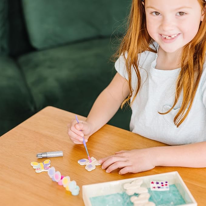 Melissa & Doug Created by Me! Wooden Butterfly Magnets Craft Kit (4 Designs, 4 Paints, Stickers, Glitter Glue)