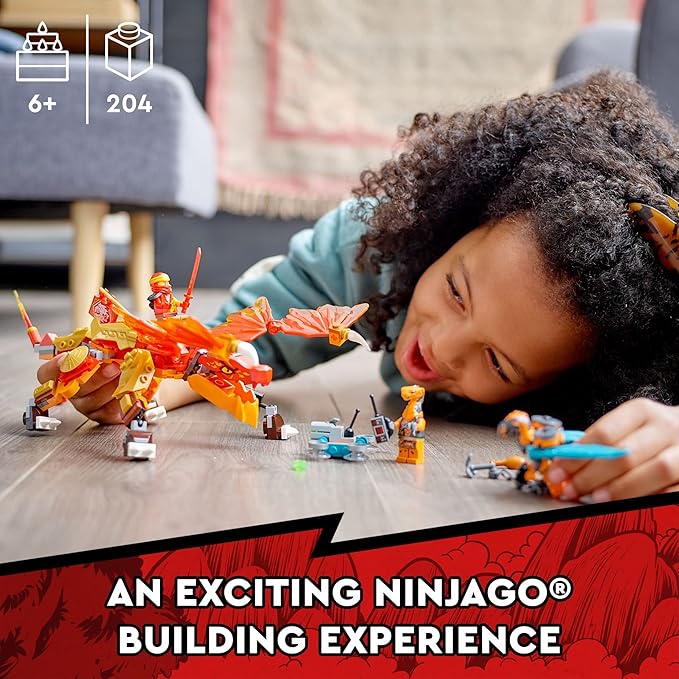 LEGO NINJAGO Kai’s Fire Dragon EVO Toy 71762 for Kids with Cobra & Boa Snake Warrior Figures and Kai Minifigure, Collectible Mission Banner Series