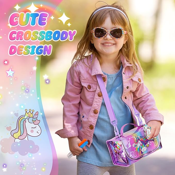 beefunni Unicorn Markers Set for Kids, Arts Supplies 67 pcs with Glitte Pencil Case and Strap, Birthday Gift for Girls 4 5 6 7 8 Years Old, Arts and Crafts Coloring Set for Kids 4-8