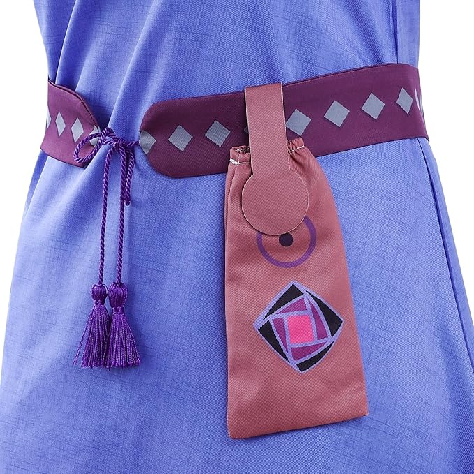 Wish Asha Dress - Princess Asha Costume for Girls 3-12 - Dress Up Set with Wig, Belt, Pouch, Necklace and Earrings