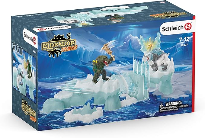 Schleich Eldrador Creatures, Mythical Creatures Toys for Kids, Attack on Ice Fortress Set with Ice Monster and Jungle Monster Action Figures, Ages 7+