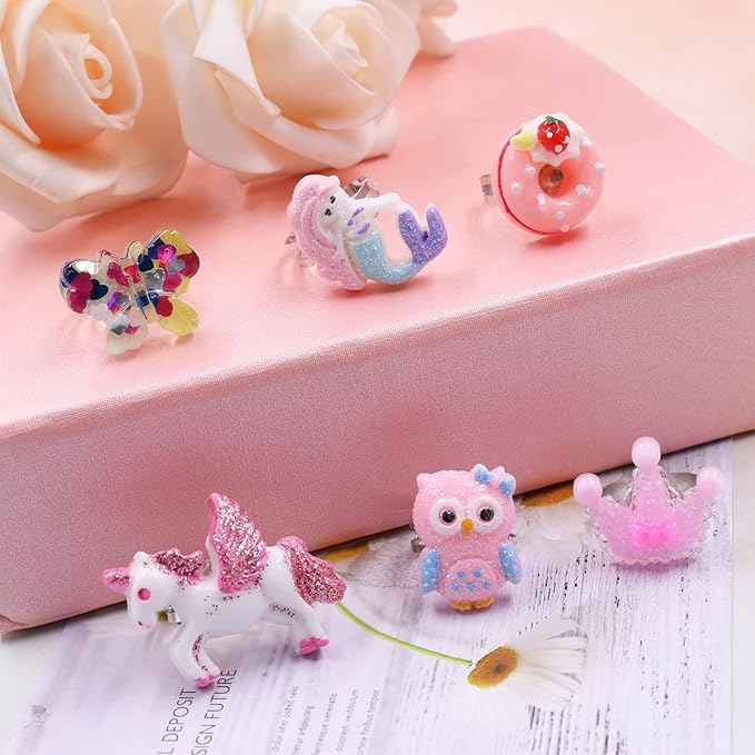 SOTOGO 24 Pieces Girls Necklaces and Rings Set Colorful Gift Party Favors Friendship Pretend Dress up Play Jewelry for Kids Child Toddler, Cute Style