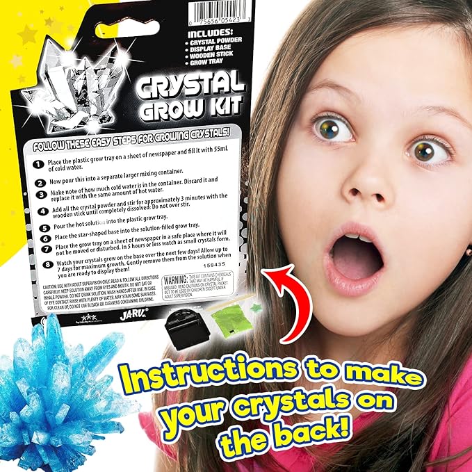 JA-RU Kids Science Kit Crystal Grow Kit (3 Crystal Kits) DIY Stem Learning Toys Grow Crystals Kit for Kids Growing Gemstone & Crystals. Cool Educational Toy Science Toy Gifts for Boys & Girls 5423-3s