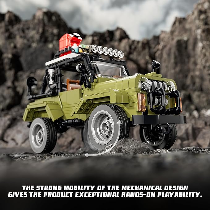 FUNWHOLE Jungle Off Roader SUV Building Kits with LED Lighting - Technic Car Model STEM Building Set 510 Pcs for Kids, Boys, and Girls Ages 8+