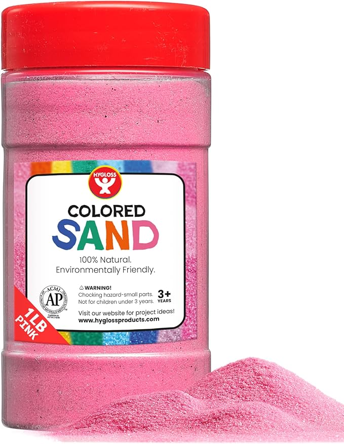 Hygloss Products Colored Play Sand - Assorted Colorful Craft Art Bucket O' Sand, Pink, 1 lb