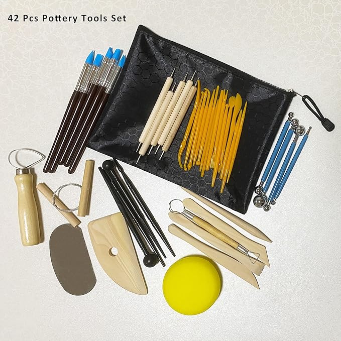 Baking Clay Air Dry Clay 10 LBs with 42 Pcs set Pottery Clay Tools Set for Hand Modeling and Throwing, Non-Toxic (Terra Cotta & Kit)