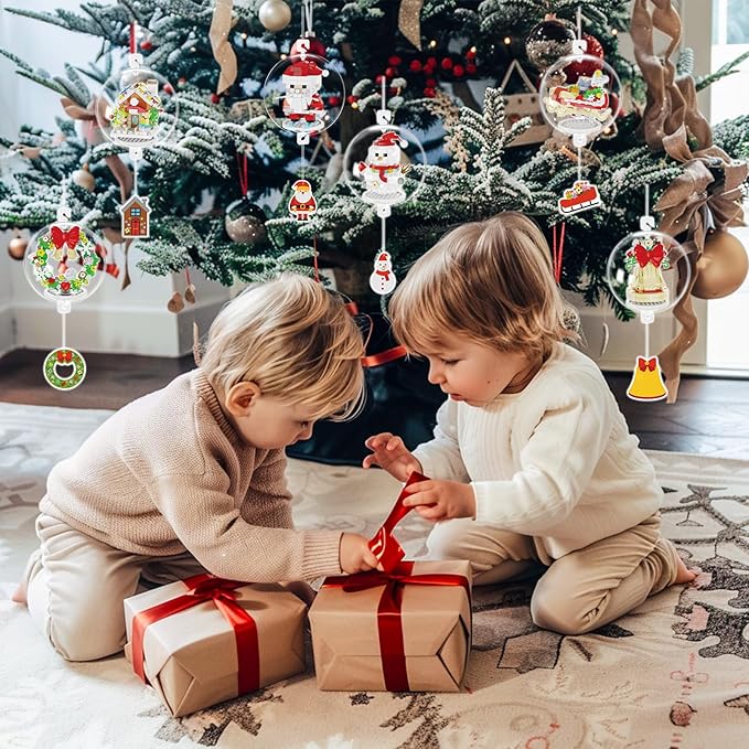 BADHACK 6 Pack - 2024 Christmas Ornaments Micro Building Blocks Sets - Xmas House Santa Claus Snowman Wreath Sleigh Bells Mini Building Toys - Christmas Ornaments for Kids Adults - 1494 PCS