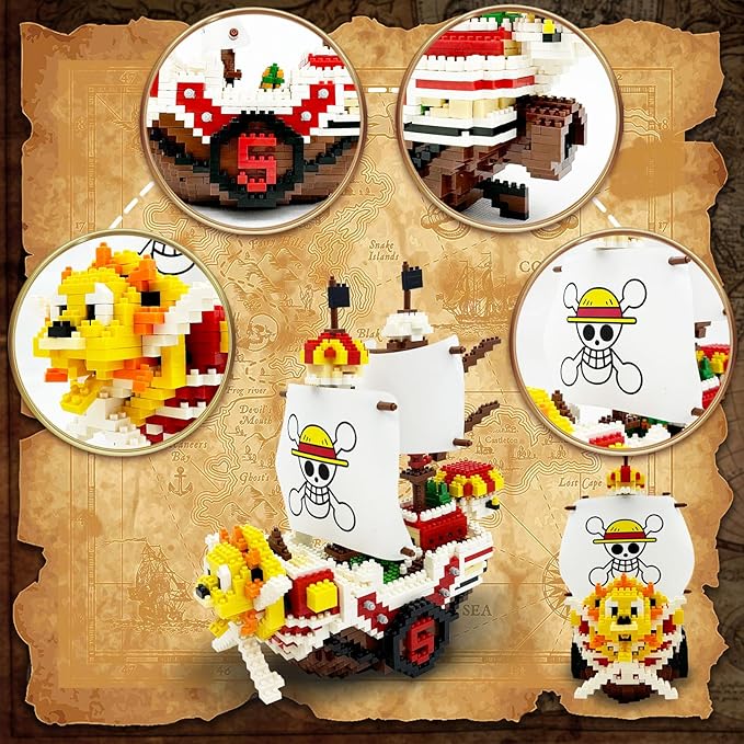 BEEGO One Piece Anime Building Kit Set, Thousand Sunny Ship Blocks Compatible with lego Featuring 2 Figures Luffy-Chopper, One Piece Merch Pirate Boat DIY Micro Brick Ideal Gift for Fans, Kid(2247PCS)