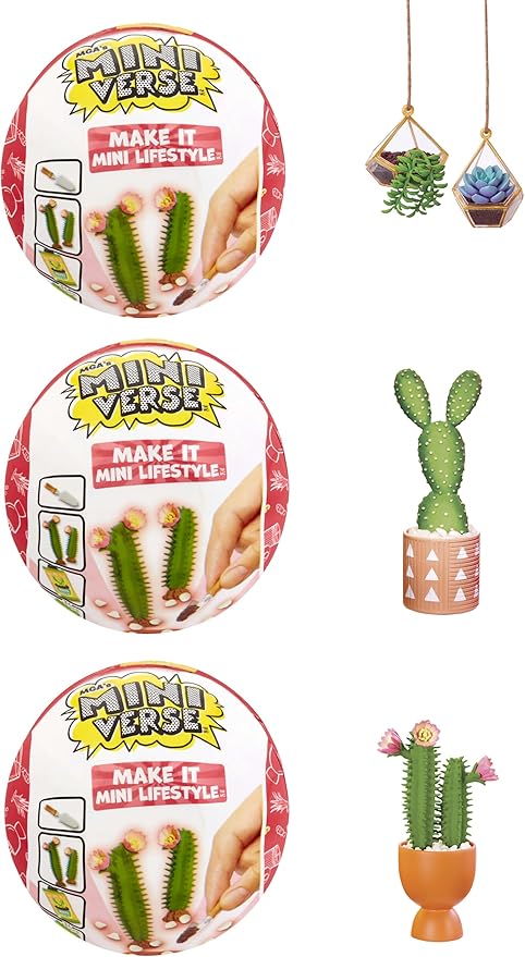 MGA's Miniverse Make It Mini Lifestyle Series 1 Plant Nursery Pack Bundle (3 Pack) Mini Collectibles, Mystery Blind Packaging, DIY, Resin Play, Replica Items, Mini Plants, Collectors, 8+