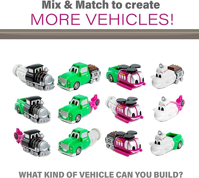 Mix or Match Vehicles Junior 2, Magnetic Toy Play Set, 8 Pieces