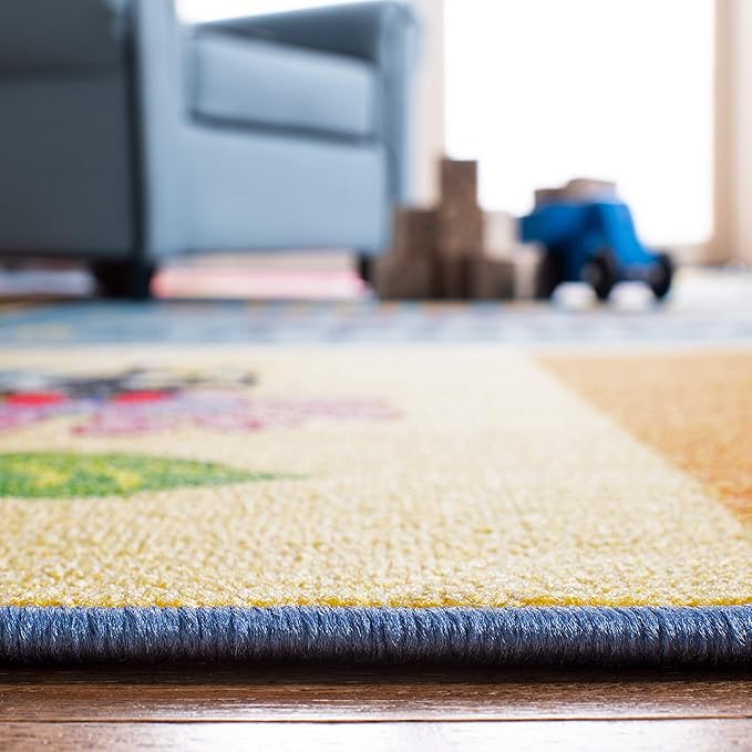 SAFAVIEH Kids Playhouse Collection Accent Rug - 3'3" x 5'3", Blue & Green, Non-Shedding Machine Washable & Slip Resistant Ideal for High Traffic Areas for Boys & Girls in Playroom, Bedroom (KPH224M)
