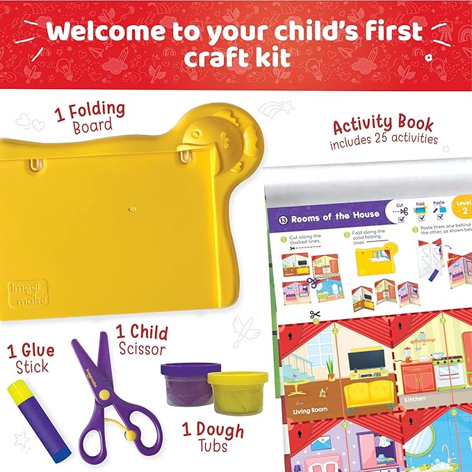 Imagimake My First Craft Kit | Arts and Crafts for Kids Ages 3-5 | Toddler Craft Kit with Scissor Skills | Toddler Girl Toys | 3-Year-Old Girl and Boy Gifts