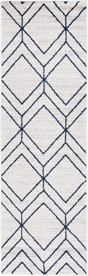 SAFAVIEH Adirondack Collection Runner Rug - 2'6" x 10', Light Grey & Navy, Modern Geometric Design, Non-Shedding & Easy Care, Ideal for High Traffic Areas in Living Room, Bedroom (ADR241N)