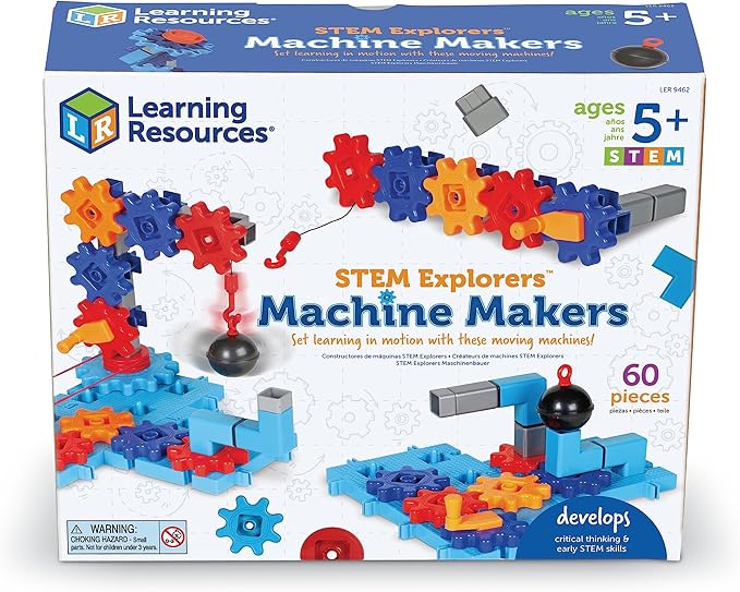 Learning Resources STEM Explorers Machine Makers, 50 Pieces, Ages 5+, STEM Toys, STEM Building Toys, STEM Kits, Engineering Toys, Build it Yourself Toys