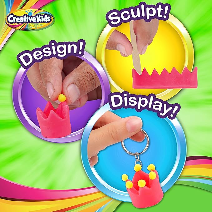 Creative Kids Clay Charms - Sculpt Over 30 Various Clay Charms - Make Charm Bracelets and Keychains with 13 Air Clay Colors - Great Kids Activity Birthday Gift for Boys and Girls Ages 6+