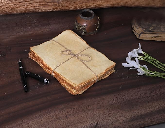 50 Pack Cotton Watercolor Paper with Deckle Edge 200 GSM Rough Textured Watercolor Paper for Writing (Anique, 9x12)