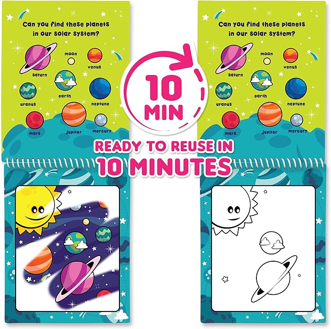 Water Magic - Patented Gourmet Scented Reusable Water Reveal Activity Books - No Mess, All Fun by Scentco (Cosmic Adventure and Creatures)