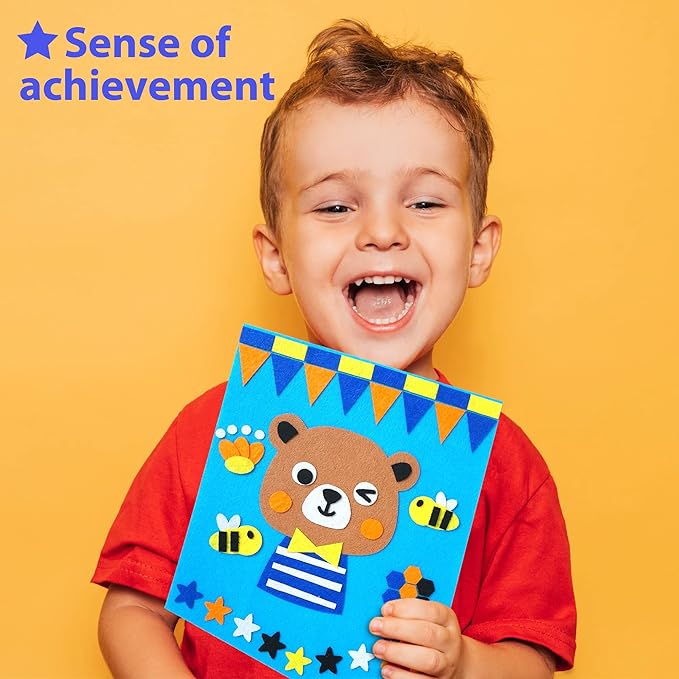 KRAFUN My First Felt Kit Animal Craft Kit for Kids and Toddlers, Boys and Girls Age 3-8 Years Old, Include 6 DIY Handmade Arts and Crafts Projects, Activities Supplies Box Preschool Creative Toys