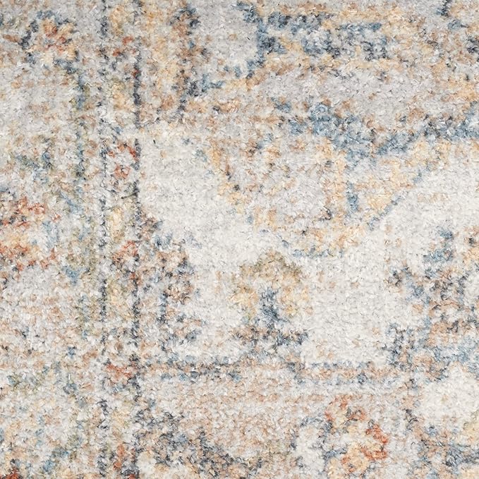 Nourison Astra Machine Washable Traditional Grey/Multi 2'2" x 12' Area Rug, Easy Cleaning, Non Shedding, Bed Room, Living Room, Dining Room, Kitchen (2x12)