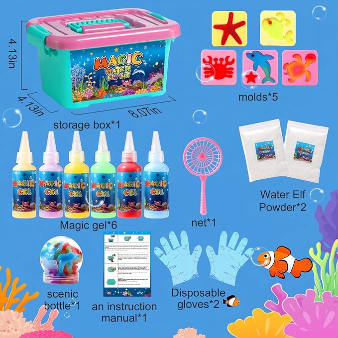 VXIENFTU Magic Water Elf Toy Kit for Kids,Aqua Fairy Water Gel Kit,DIY Magic Water Gel Craft Kit,Gift for Christmas, Birthday Gifts, for Boys Girls Party Favors