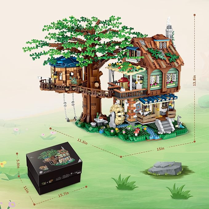 Idea Tree House Bricks Model Toys Set, Forest House Building Blocks Street View Sets, for Adults Ages 14+ Tree House Display 4761 PCS（Not Compatible with Lego Set ）