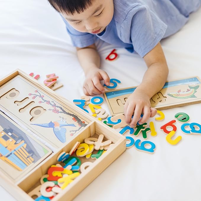 Melissa & Doug See & Spell Wooden Educational Language Learning Toy With Letters, Puzzle Boards Preschool Learning Activities, See & Spell Toys For Kids Ages 4+