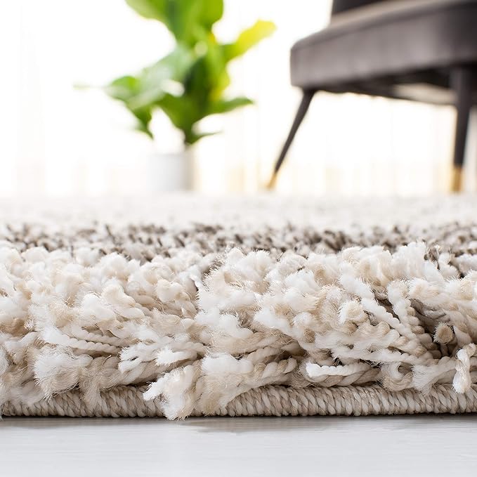 SAFAVIEH Hudson Shag Collection Area Rug - 9' x 12', Ivory & Grey, Abstract Design, Non-Shedding & Easy Care, 2-inch Thick Ideal for High Traffic Areas in Living Room, Bedroom (SGH203A)