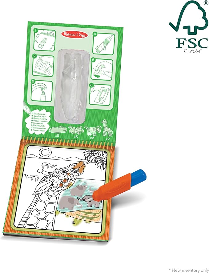 Melissa & Doug On the Go Water Wow! Reusable Water-Reveal Activity Pad - Safari - FSC Certified