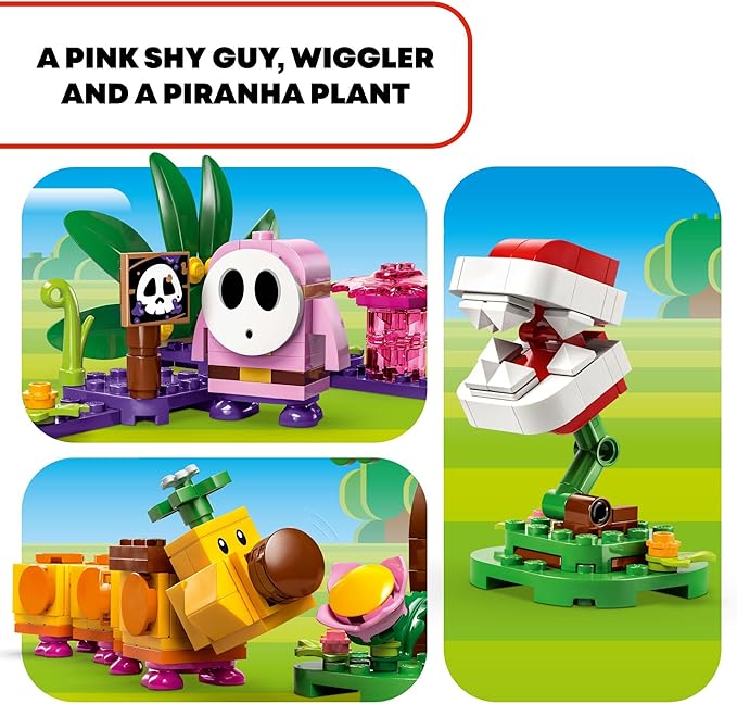 LEGO Super Mario Soda Jungle Maker Set, Customizable Nintendo Birthday Gift, Mario Playset for Kids, Pink Shy Guy and a Wiggler, Jungle Toys for Boys, Girls and Any Gamers Ages 7 and Up, 71434