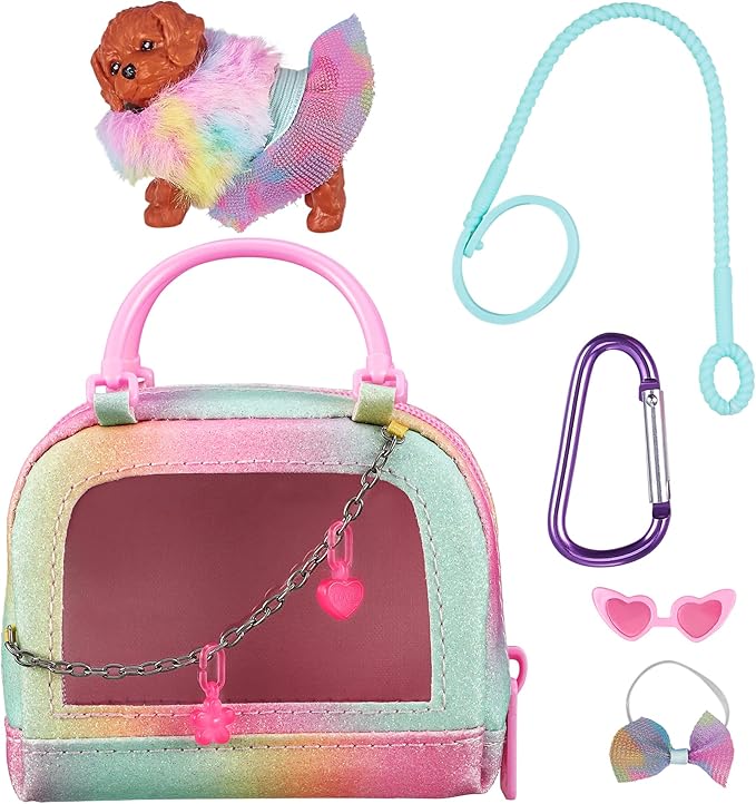 REAL LITTLES - Collectible Micro Puppy Carrier with 1 Micro Puppy and 5 Micro Working Surprises Inside! Styles May Vary