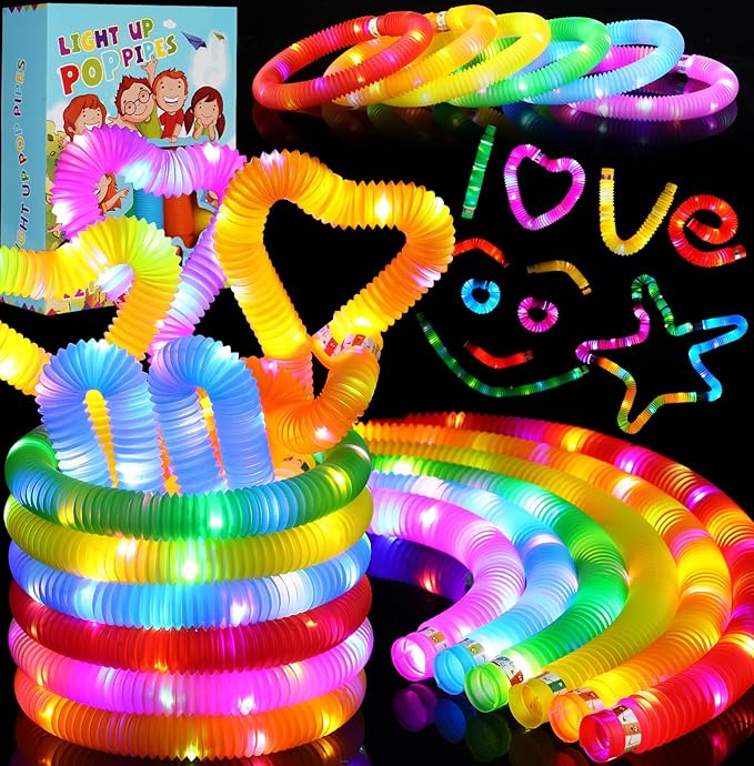 SCIONE 12 PCS Light up Party Favors Supplies for Kids 4-8-12, Bulk Glow Sticks Bracelet Necklace Accessories for Neon Birthday Return Gifts Treats, Valentines Goodie Bag Stuffer Fillers