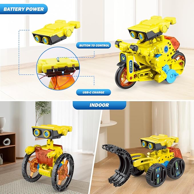 AESGOGO 12-in-1 Electric Robot Kit, STEM Projects Toys for Kids Age 8-12 Birthday Gifts, DIY Building Science Experiment Kit Battery Powered Education for Boys Girls Aged 8 9 10 11 12 13 14 Year Old