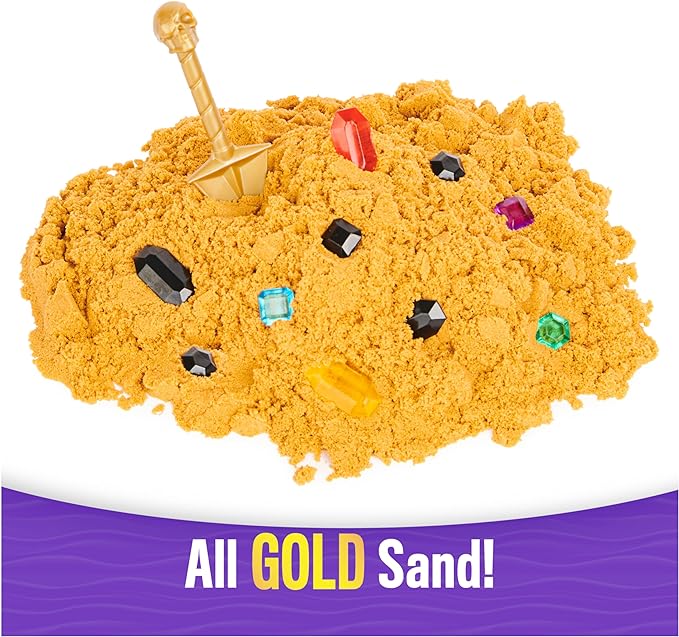 Kinetic Sand, Treasure Hunt with 14 Surprise Reveals & 1.62lbs Rare Shimmer Gold Play Sand, Sensory Toys for Kids Ages 3 and up