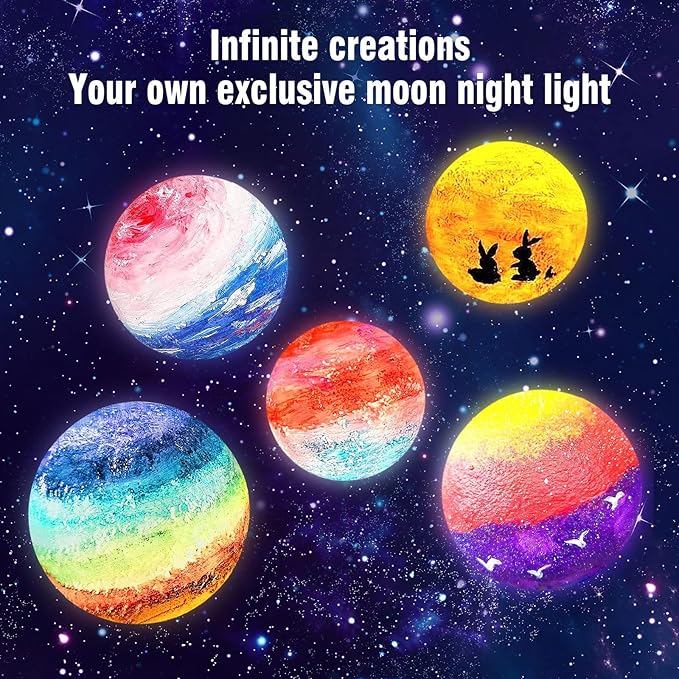 Paint Your Own Moon Lamp Kit, DIY Lava Lamp Night Light with Plastic Stand, Space Toys Night Light, Gifts for Teens Girls Boys, Art and Crafts Kit for kids Ages 3 4 5 6 7 8 9 10 11 12+ (Moon Lamp)