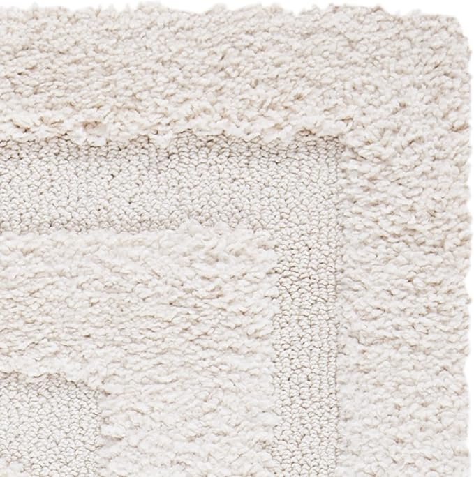 SAFAVIEH Florida Shag Collection Accent Rug - 4' x 6', Creme & Creme, Border Design, Non-Shedding & Easy Care, 1.2-inch Thick Ideal for High Traffic Areas in Foyer, Living Room, Bedroom (SG454-1111)