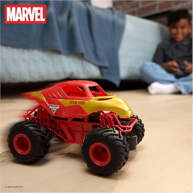 Monster Jam, Marvel Iron Man RC Monster Truck, 1:24 Scale, Kids Toys for Boys and Girls Ages 4 and up