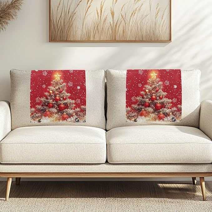 Christmas Decorations Xmas Tree Recliner Headrest Cover for Recliners Breathable Sofa Head Protector for Home Couch Loveseats Decoration