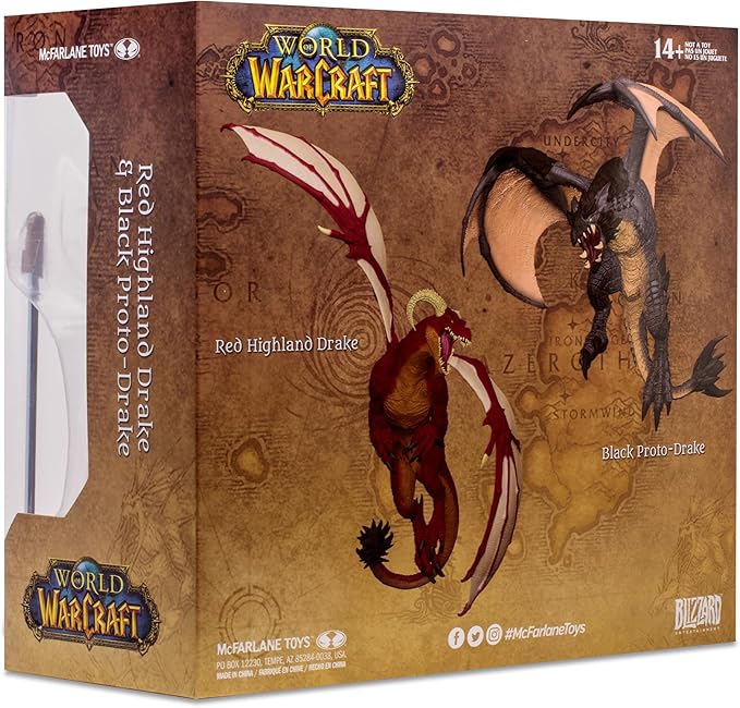 McFarlane Toys - World of Warcraft Red Highland Drake and Black Proto-Drake 2pk 1:12 Scale Posed Figures