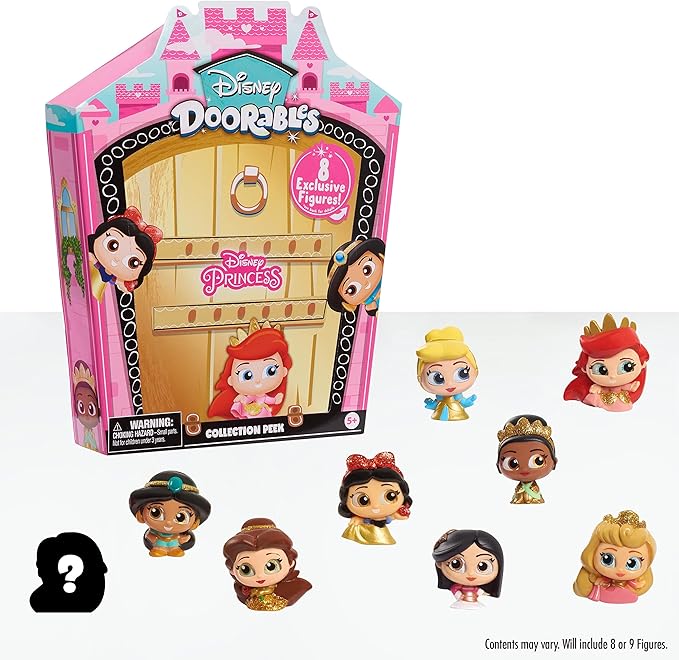 Disney Doorables Glitter and Gold Princess Collection Peek, 8 Blind Bag Inspired Figures, Officially Licensed Kids Toys for Ages 5 Up by Just Play