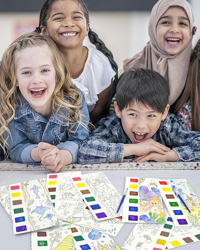 Vileafy 20 Under The Sea Party Favors for Kids Ages 4-8, Pockage Watercolor Painting Book -Paint with Water Mini Coloring Book for Art Party Favors (Sea Animals)