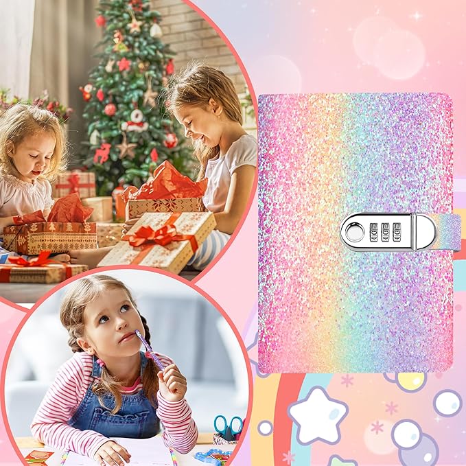 Diary with Lock for Girls, Kids Journal School for Teen Girls, Secret Diary Gifts for 9 10 11 12 Year Old Girls, Kids Journals Set for Ages 8-12 Teenage